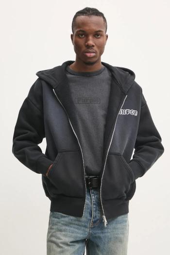 Bavlnená mikina PURPLE BRAND HWT FLEECE ZIP FRONT HOODY pánska, šedá farba, s kapucňou, s potlačou, P460-HBGW125