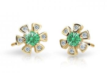 Cutie Jewellery Zlaté detské náušnice C2156-30-X-1 zelená