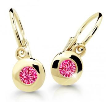 Cutie Jewellery Detské náušnice zo žltého zlata C2589-10-X-1 fuchsiová