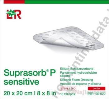 SUPRASORB P SENSITIVE  silikónový penový obväz, border, (20x20 cm) 1x10 ks