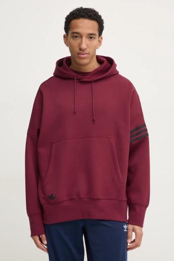 Mikina adidas Originals Neuclassics pánska, bordová farba, s kapucňou, s nášivkou, JC9936