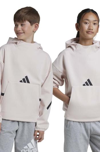 Mikina adidas J Z.N.E. HD ružová farba, s kapucňou, s potlačou, JF2818