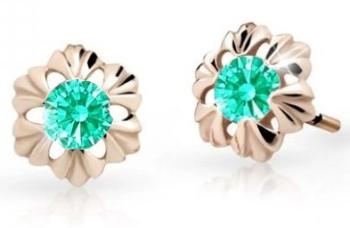 Cutie Jewellery Detské náušnice z ružového zlata C2213-30-X-4 svetlo zelená