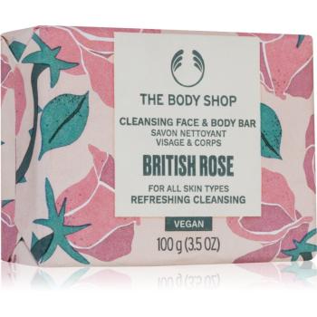 The Body Shop British Rose Cleansing Bar tuhé mydlo na telo a tvár 100 g