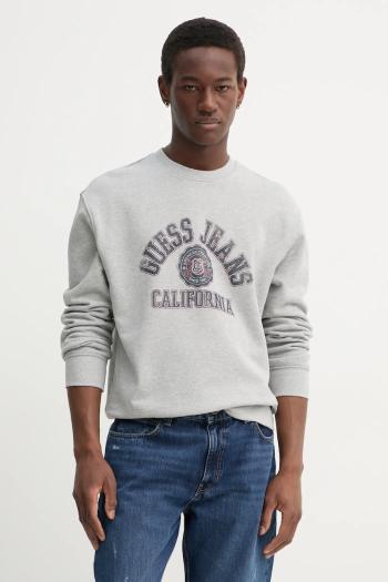 Bavlnená mikina Guess Jeans pánska, šedá farba, s potlačou, M5RQ40 KCPR1