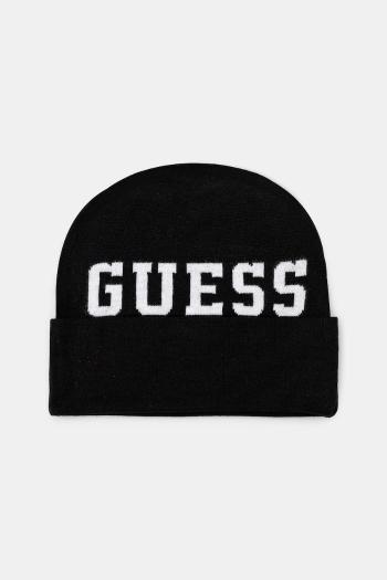 Detská čiapka Guess čierna farba biela, z tenkej pleteniny, L5YZ04 Z3GW0