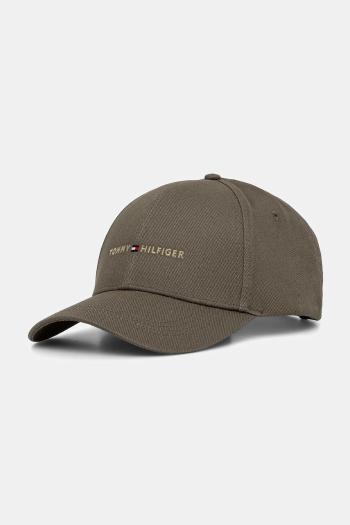 Bavlnená šiltovka Tommy Hilfiger zelená farba, jednofarebná, AM0AM13431