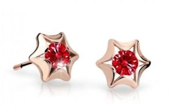 Cutie Jewellery Detské náušnice z ružového zlata C2159-30-X-4 červená