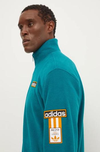 Mikina adidas Originals Polarfleece Adibreak Tracktop pánska, zelená farba, s nášivkou, IW5815