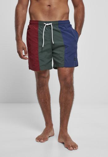 Urban Classics 3-Tone Swim Shorts burgundy/bottlegreen - S