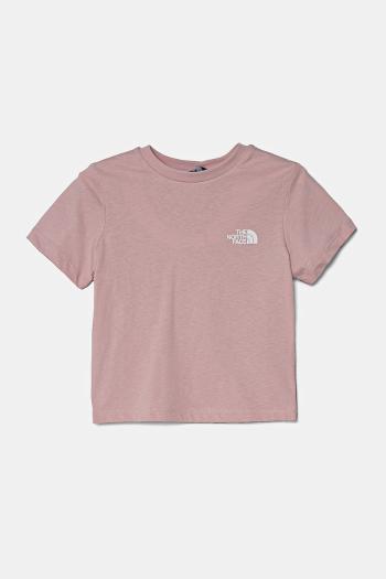 Detské bavlnené tričko The North Face KID BOX NSE S/S TEE ružová farba, s potlačou, NF0A89H50UI1