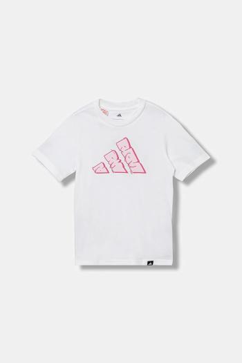 Detské bavlnené tričko adidas biela farba, s potlačou, JV5105