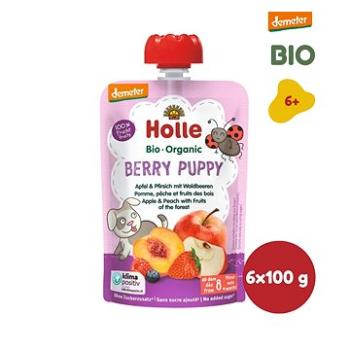 HOLLE Berry Puppy  BIO jablko broskyňa a lesné plody 6× 100 g (7640161877269)