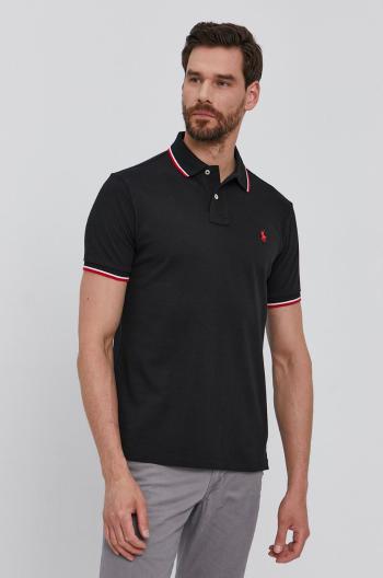 Polo tričko Polo Ralph Lauren pánske, čierna farba, jednofarebné