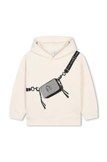 Detská bavlnená mikina Marc Jacobs béžová farba, s kapucňou, s potlačou, W60387