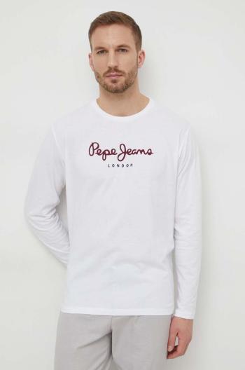 Bavlnené tričko s dlhým rukávom Pepe Jeans Eggo Long biela farba, s potlačou, PM508209.800