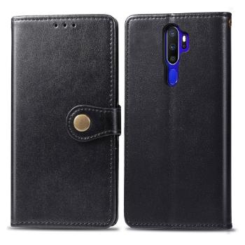 LEATHER BUCKLE Peňaženkový obal OPPO A5 2020 / OPPO A9 2020 čierny