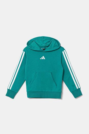 Detská mikina adidas zelená farba, s kapucňou, s nášivkou, JN2417