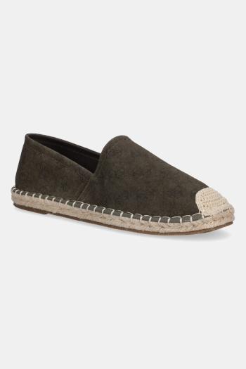 Semišové espadrilky Guess ELCHE zelená farba, FMJELC FAB14