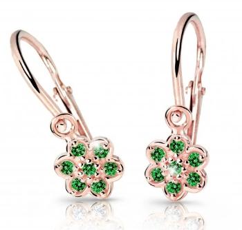 Cutie Jewellery Detské náušnice z ružového zlata C2746-10-X-4 zelená