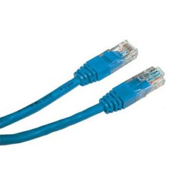 Síťový LAN kábel UTP patchcord, Cat.5e, RJ45 samec - RJ45 samec, 0.5 m, netienený, modrý, economy, DOPREDAJ