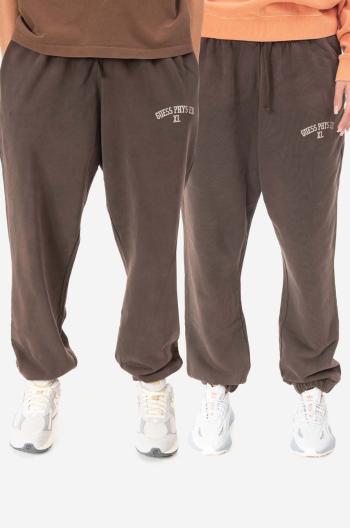 Bavlnené tepláky Guess Gusa Washed Terry Sweatpant hnedá farba, jednofarebné, M2BQ10KBB40 G1CG