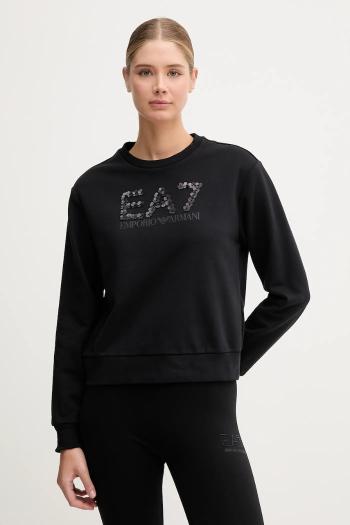 Mikina EA7 Emporio Armani čierna farba, s nášivkou, AF16442.7W000542