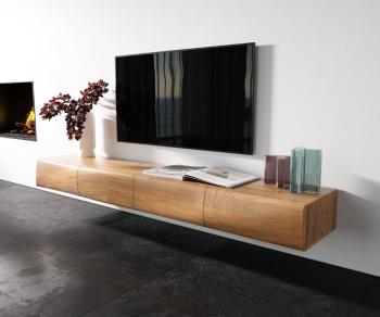 TV stolík Nový 200 cm prírodná akácia 4 dvere závesné