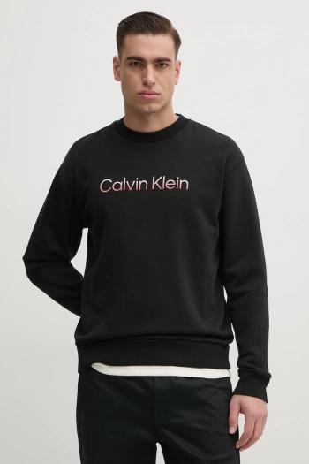 Bavlnená mikina Calvin Klein pánska, čierna farba, s nášivkou, K10K114265