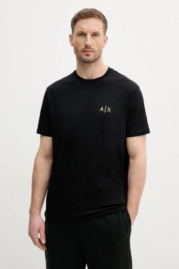 Bavlnené tričko Armani Exchange pánske, čierna farba, s potlačou, XM000327 AF10364