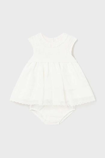 Šaty pre bábätká Mayoral Newborn béžová farba, mini, áčkový strih