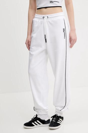 Bavlnené tepláky Karl Lagerfeld Jeans dámske, biela farba, s nášivkou, A2W10094