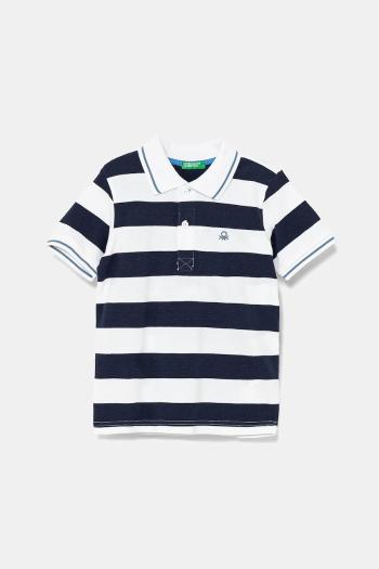 Detská bavlnená polokošeľa United Colors of Benetton tmavomodrá farba, vzorovaný, 39QAG300V