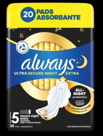ALWAYS Ultra Secure Night Extra Hygienické vložky (veľ. 5) s krídelkami 20 ks