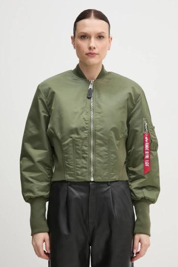 Bunda Alpha Industries Waisted MA-1 Wmn dámsky, zelená farba, prechodná, 148003