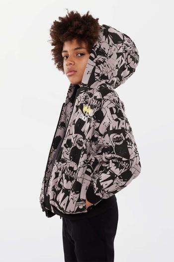 Detská bavlnená mikina Dkny x DC Comics čierna farba, s kapucňou, vzorovaná