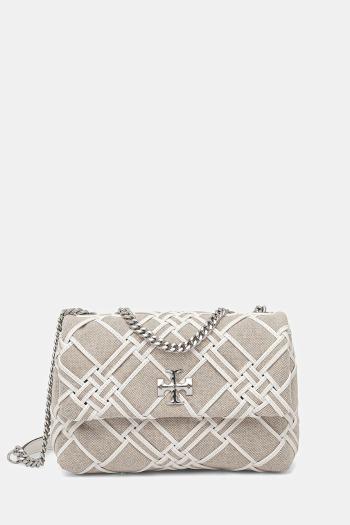 Kabelka Tory Burch Kira Woven Canvas Small béžová farba, 151267-250