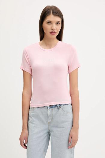 Tričko Juicy Couture SHEER FITTED TEE dámske, ružová farba, JCWCT225301