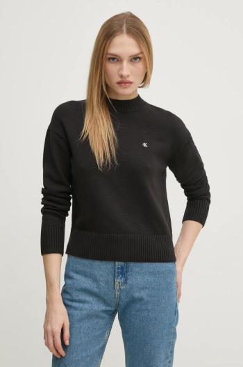 Bavlnený sveter Calvin Klein Jeans čierna farba, J20J224802