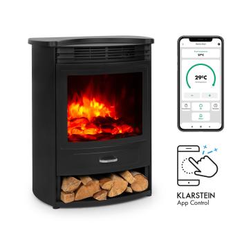 Klarstein Bormio S Smart, elektrický krb, 950/1900 W, termostat, týždenný časovač, čierny