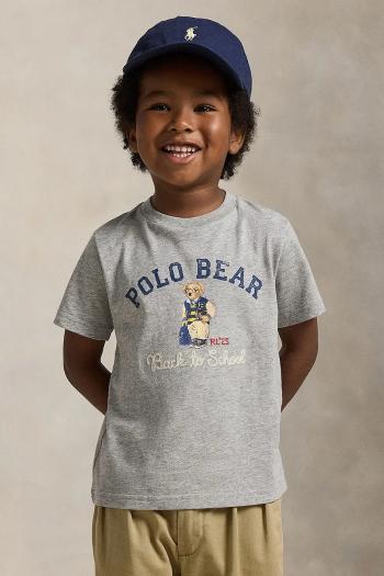 Bavlnené tričko Polo Ralph Lauren šedá farba, s potlačou, 322981178001