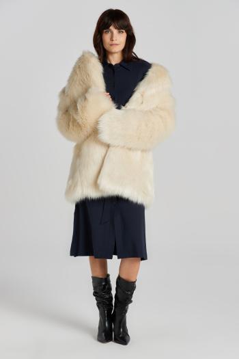 KABÁT GANT FAUX FUR COAT EGGSHELL