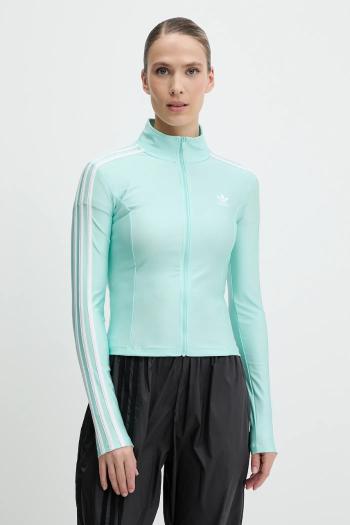 Mikina adidas Originals 3-Stripes tyrkysová farba, s nášivkou, JC5579