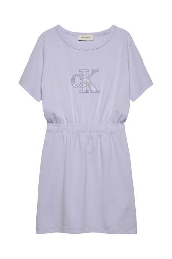 Dievčenské šaty Calvin Klein Jeans fialová farba, mini, rovný strih, IG0IG02905