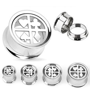 Plug do ucha z chirurgickej ocele - kartové symboly - Hrúbka: 14 mm