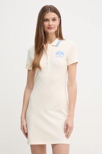 Šaty Tommy Hilfiger béžová farba, mini, priliehavé, WW0WW43841
