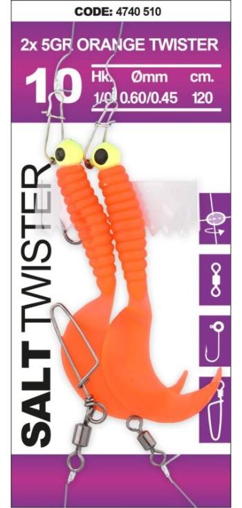 Spro náväzec na tresky salt twister orange 120 cm - háčik 2x 1 hmotnosť 3 g