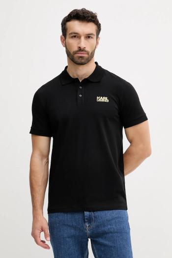Polo tričko Karl Lagerfeld pánske, čierna farba, s potlačou, 553235.745088