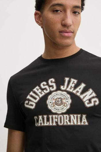 Bavlnené tričko Guess Jeans pánske, čierna farba, s potlačou, M5RI80 K8HM0