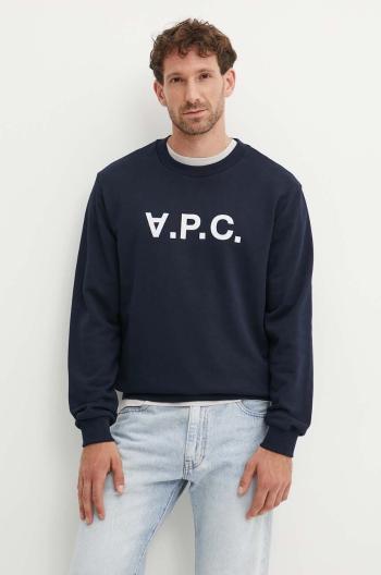 Bavlnená mikina A.P.C. sweat standard grand vpc GOTS tmavomodrá farba, s nášivkou, COHBN.M27907